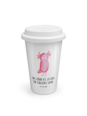Mr. & Mrs. Panda ToGo Kaffeebecher Axolotl Glücklich mit Spruch in Weiß