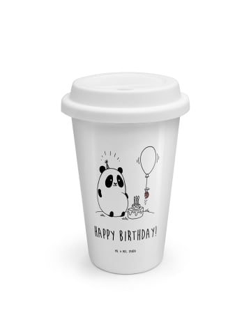 Mr. & Mrs. Panda To Go Becher Panda Geburtstag mit Spruch in Weiß