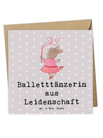 Mr. & Mrs. Panda Deluxe Karte Balletttänzerin Leidenschaft mit S... in Grau Pastell