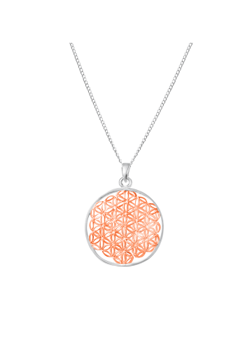 Alexander York Halskette mit Anhänger FLOWER OF LIFE in 925 Sterling Silber mit Rosé-Gold