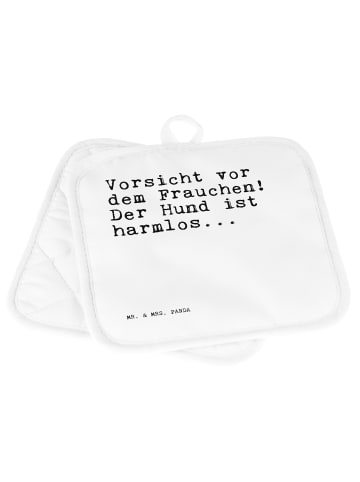 Mr. & Mrs. Panda 2er Set Topflappen Vorsicht vor dem Frauchen!..... in Weiß