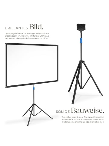 tectake Beamer-Leinwand für 4K, HD, Ultra HD und Full HD, Format 16:9, 72“