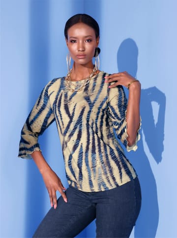 creation L 3/4-Arm-Shirt in beige-marine-bedruckt