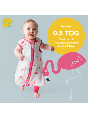 Musselin Schlafsack mit Füßen, 0.5 TOG in Pink