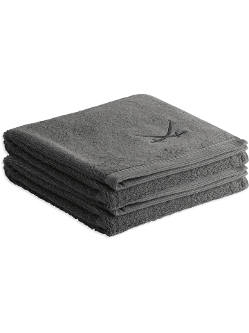 Sansibar 2er Handtuch-Set „Frottier-Kollektion Classic“, 50x100 cm in Anthrazit