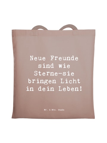 Mr. & Mrs. Panda Stoffbeutel Spruch Neue Freunde finden mit Spruch in Braun Pastell