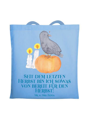 Mr. & Mrs. Panda Tragetasche Herbstvorfreude mit Spruch in Sky Blue
