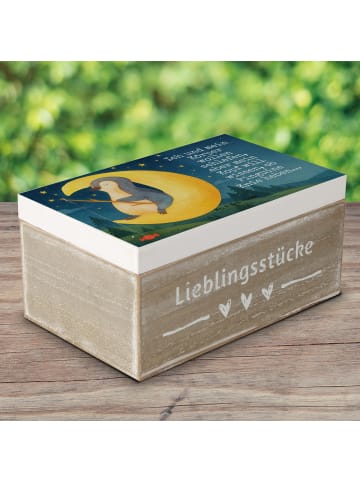 Mr. & Mrs. Panda Erinnerungskiste Pinguin Mond Design mit Spruch in Weiß