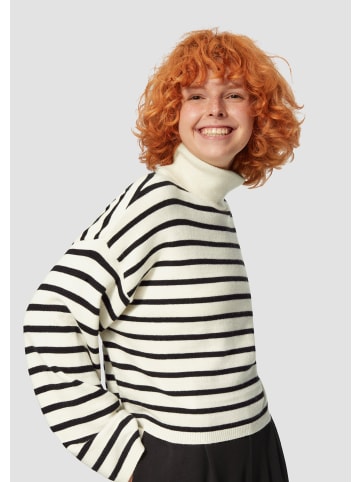 QS Strickpullover langarm in Creme-schwarz