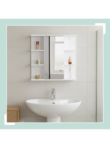 relaxdays Spiegelschrank in Weiß - (B)62 x (H)64 x (T)21 cm
