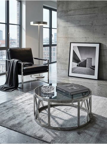 KADIMA DESIGN Glastisch Rund | Metall Silber, 60x60cm, Modern in Silber