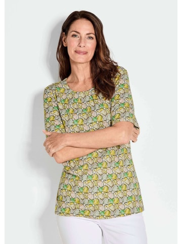 GOLDNER Multicolor-Shirt mit Halbarm, Rundhalsausschnitt in grün / gelb / gemustert