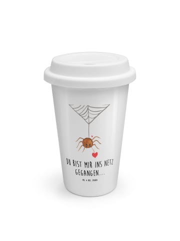 Mr. & Mrs. Panda Kaffeebecher To Go Spinne Agathe Liebe mit Spruch in Weiß