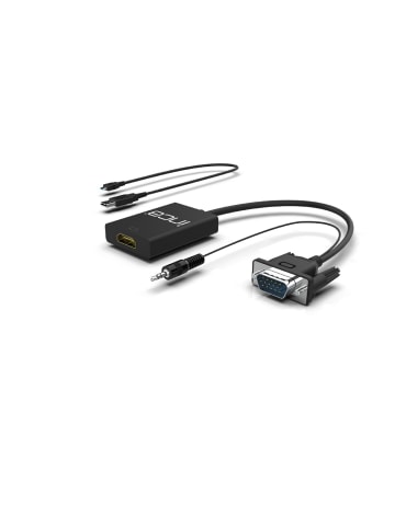 Inca Inca VGA-auf-HDMI-Konverter mit USB-Stromadapter und Audiokabel (HDMI-Buchse in Schwarz