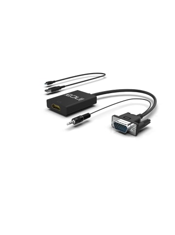 Inca Inca VGA-auf-HDMI-Konverter mit USB-Stromadapter und Audiokabel in Schwarz