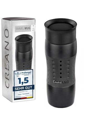 Creano 2x Creano Travel-Mug 400ml Schwarz + Grün isolierend aus Edelstahl