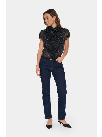 SAINT TROPEZ Langarm - Hemd LiljaSZ Gerade Passform in Black Ice Harts