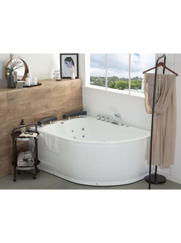 Beliani Eckbadewannen PARADISO in Weiß/Schwarz/Silber - (W) 113 x (H) 63 x (L) 158 cm