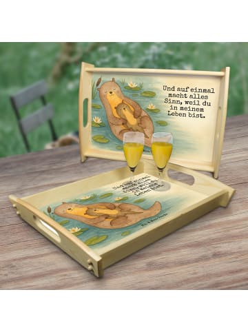 Mr. & Mrs. Panda Holz Tablett Otter Kind Design mit Spruch in Weiß