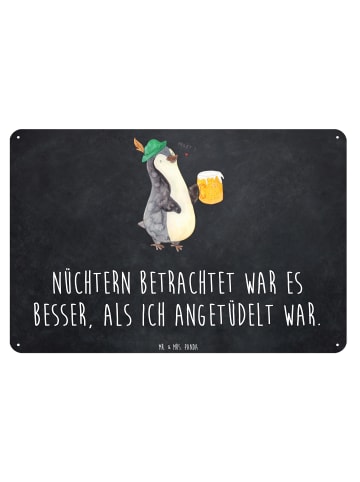 Mr. & Mrs. Panda Blechschild Pinguin Bier mit Spruch in Kreidetafel