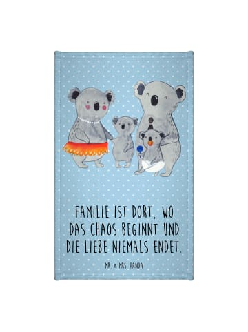 Mr. & Mrs. Panda Handtuch Koala Familie mit Spruch in Blau Pastell