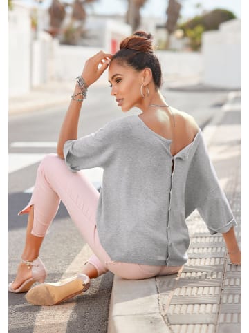 Vivance by Lascana Kurzarmpullover in grau-meliert