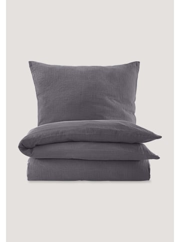 Hessnatur Musselin Bettwäsche-Set in anthrazit