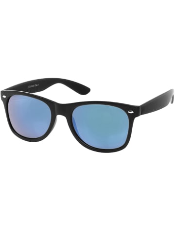 styleBREAKER Nerd Sonnenbrille in Schwarz glanz / Blau