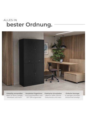 tectake Solider Büroschrank mit Schubladen und Fächern