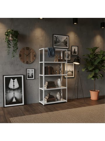 relaxdays Lagerregal in Weiß - (B)75 x (H)150 x (T)30 cm