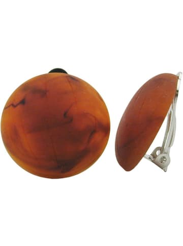 Gallay Clip Ohrring 22mm Riss rostbraun-marmoriert matt Kunststoff-Bouton in braun
