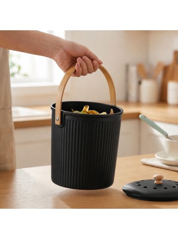 relaxdays Küchen-Komposteimer in Schwarz - 5,6 Liter