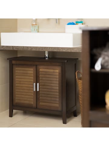 relaxdays Waschbeckenunterschrank in Dunkelbraun - (B)67 x (H)60 x (T)30 cm