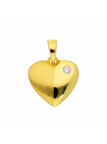 Adeliás Damen 585 Gold Anhänger Herz mit Zirkonia in gold