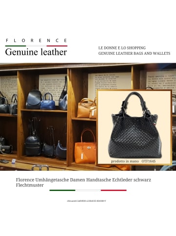 Florence Leder Handtasche, Umhängetasche Florence Tasche schwarz ca. 31cm