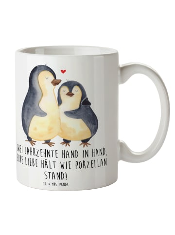 Mr. & Mrs. Panda Trinkbecher 20. Hochzeitstag Porzellanhochzeit ... in Weiß
