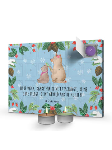 Mr. & Mrs. Panda adventskalender kerzen Bär Kind mit Spruch in Eisblau