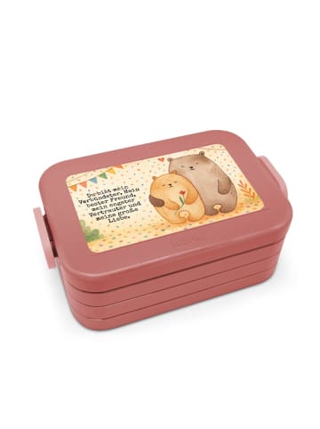 Mr. & Mrs. Panda Bentobox Bären Liebe Design mit Spruch in Rot Pastell