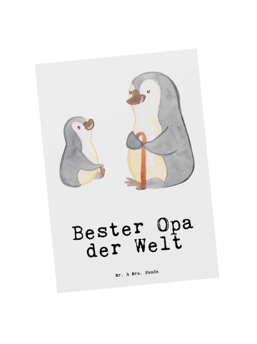 Mr. & Mrs. Panda Postkarte Pinguin Bester Opa der Welt mit Spruch in Weiß
