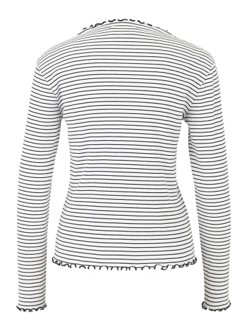 CARTOON Langarm-Shirt mit Kragen in Weiß/Schwarz