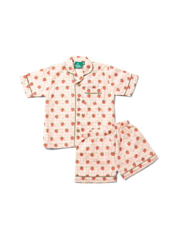 Little Green Radicals Durchgeknöpftes Pyjama-Shortset in Creme