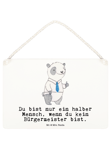 Mr. & Mrs. Panda Deko Schild Bürgermeister Herz mit Spruch in Weiß