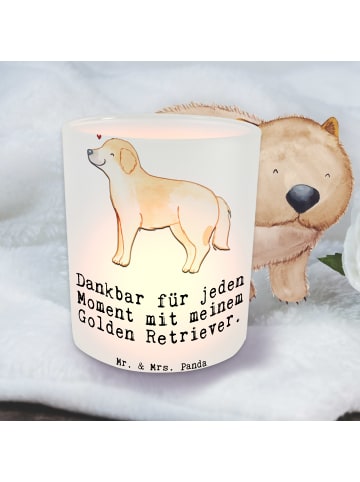 Mr. & Mrs. Panda Glas Windlicht Golden Retriever Moment mit Spruch in Transparent
