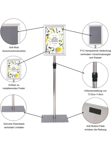 COSTWAY Infoständer A4 in Silber