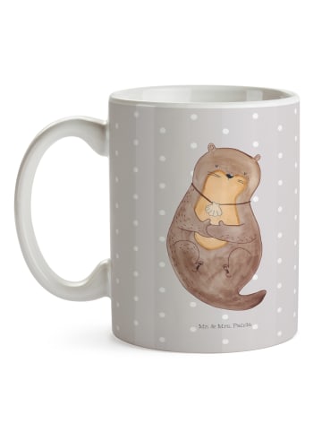 Mr. & Mrs. Panda Bedruckte Tasse Otter Muschel ohne Spruch in Grau Pastell