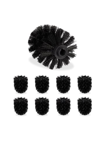 relaxdays 9er-Set: Ersatzbürstenkopf in Schwarz - 12 mm Gewinde