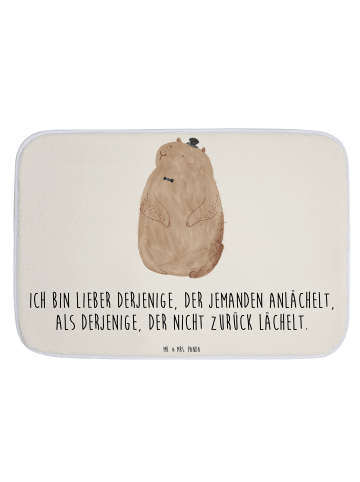Mr. & Mrs. Panda Badezimmerteppich Murmeltier mit Spruch in Weiß