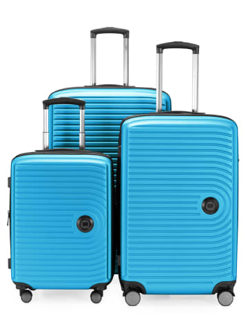 Hauptstadtkoffer Mitte - Kofferset 3 Trolleys Erweiterung Hartschale Gepäck-Set in Cyanblau