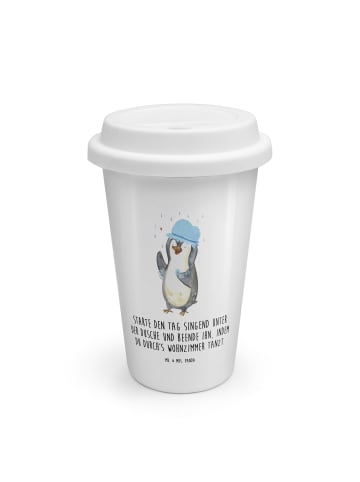 Mr. & Mrs. Panda To Go Becher Pinguin Duschen mit Spruch in Weiß