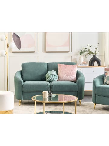 Beliani 2-Sitzer Sofa TROSA in Grün/Gold - (W) 153 x (H) 88 x (L) 86 cm